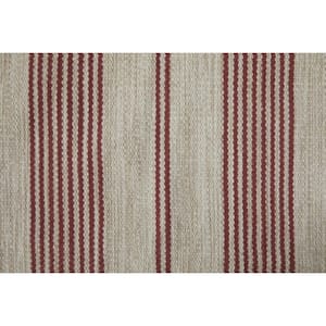 Red and Ivory Striped 10 ft. x 14 ft. Area Rug