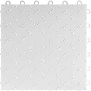 12 in. W x 12 in. L Artic White Diamondtrax Home Modular Polypropylene Flooring (10-Tile/Pack) (10 sq. ft.)