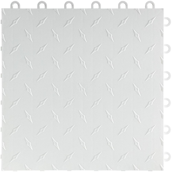 Swisstrax 12 in x 12 in. Artic White Diamondtrax Home Modular Polypropylene Flooring 50-Tile Pack (50 sq. ft.)