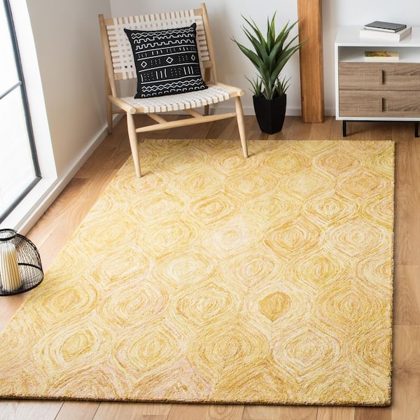 Ikat 5 ft. x 8 ft. Gold Abstract Area Rug
