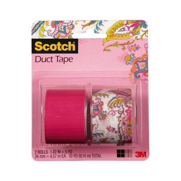 3M Scotch 1.42 in. x 5 yds. Hot Pink and Pink Paisley Duct Tape (2-Pack)