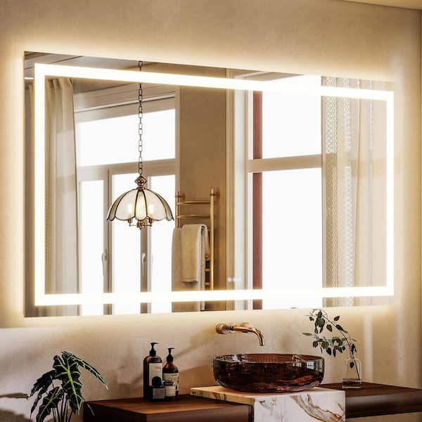 Morden White 36 in. W x 72 in. H LED Light Rectangle Aluminum Alloy Framed Vanity Wall Mirror