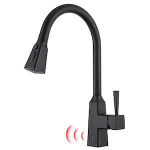 Touchless Square Single Handle Pull Down Sprayer Kitchen Faucet with Multifuctional Sprayer,Sensor Faucet in Matte Black