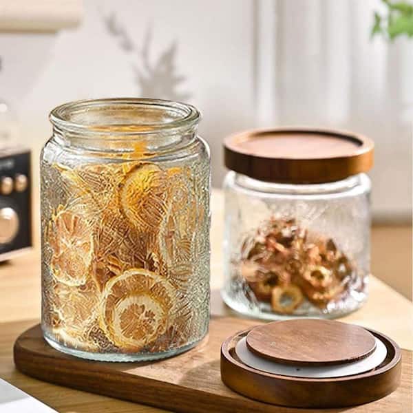 Lynzavix Vintage Sunflower Begonia Series Glass Storage Jar Set