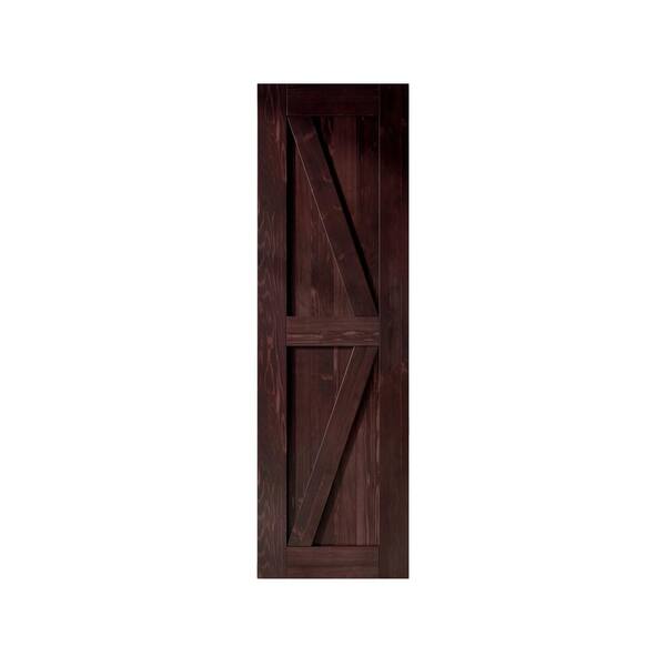 HOMACER 28 in. x 84 in. K-Frame Red Mahogany Solid Natural Pine Wood Panel Interior Sliding Barn Door Slab with Frame