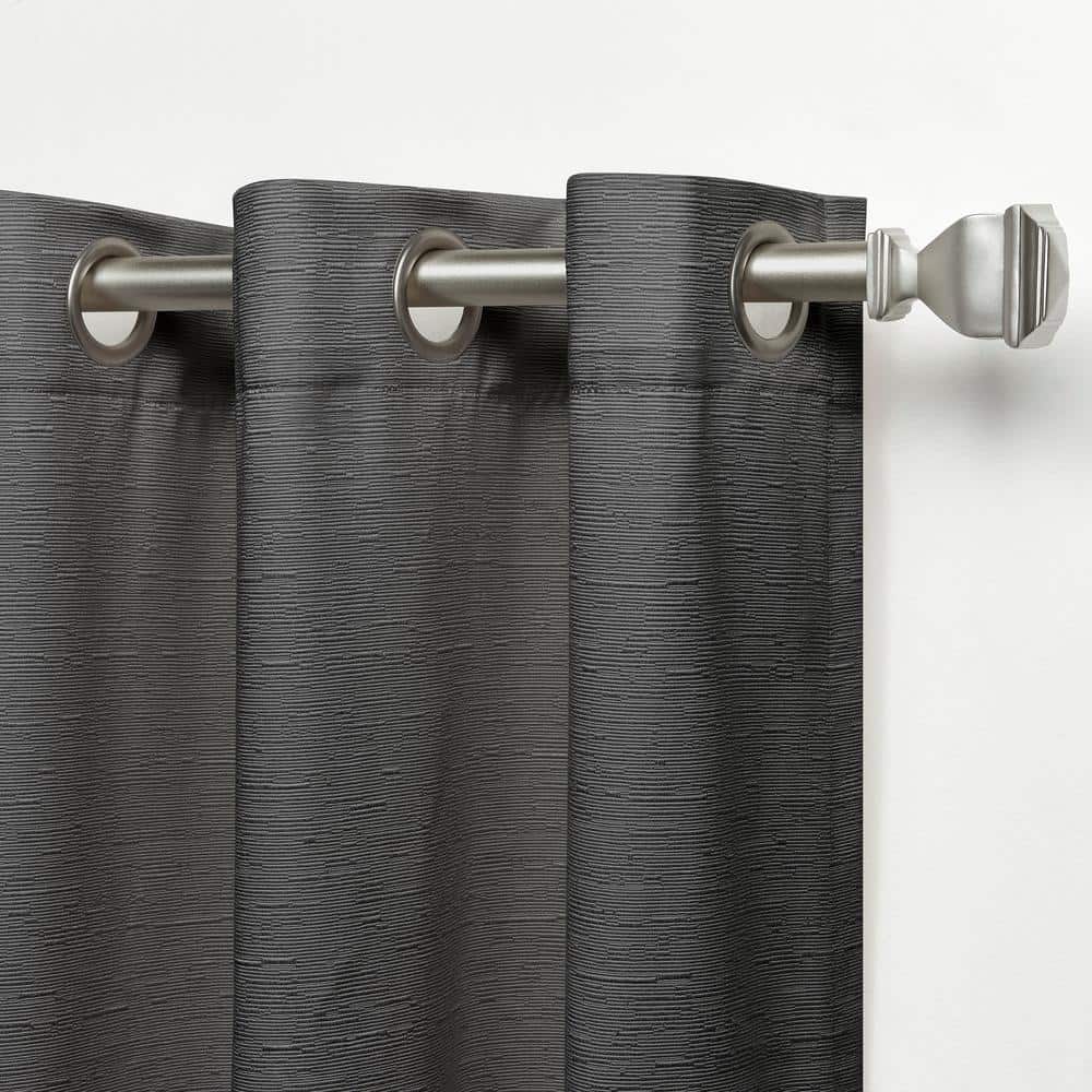 Gunmetal Cotton Blend Light Filtering Grommet Curtain Panels