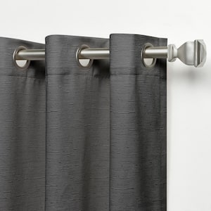 Sawyer Gunmetal Solid Light Filtering Grommet Top Curtain, 52 in. W x 84 in. L (Set of 2)