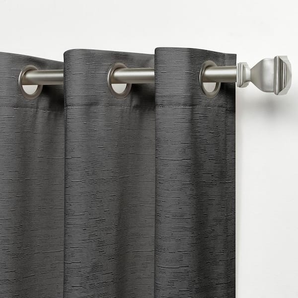 Sawyer Gunmetal Solid Light Filtering Grommet Top Curtain, 52 in. W x 96 in. L (Set of 2)