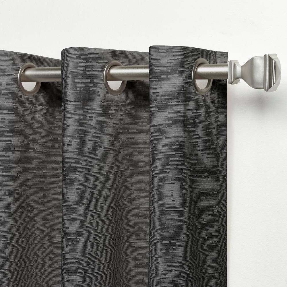Gunmetal Gray Cotton Blend Light Filtering Grommet Curtain Panels, 52" x 108"