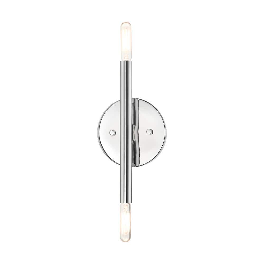 Copenhagen Mid-Century Modern 2-Light Polished Chrome Sconce