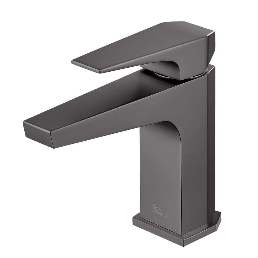 Gunmetal Gray Single-Handle Brass Bathroom Faucet