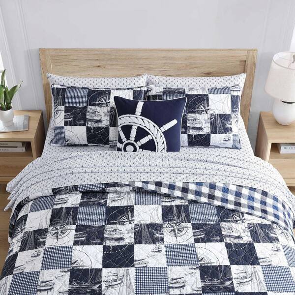 Nautica Sailors Patchwork Reversible 3-Piece White/Dark Blue