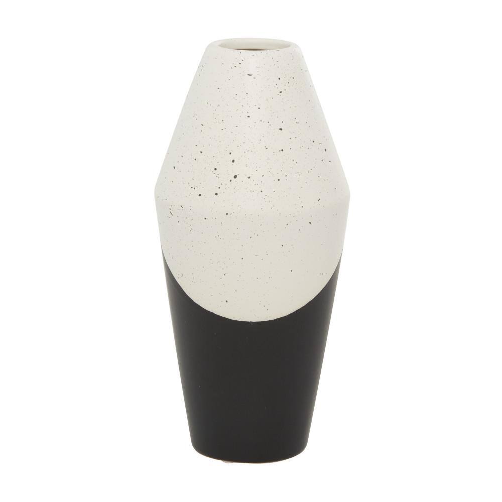 Medium Black and White Ceramic Color Block Bud Vase
