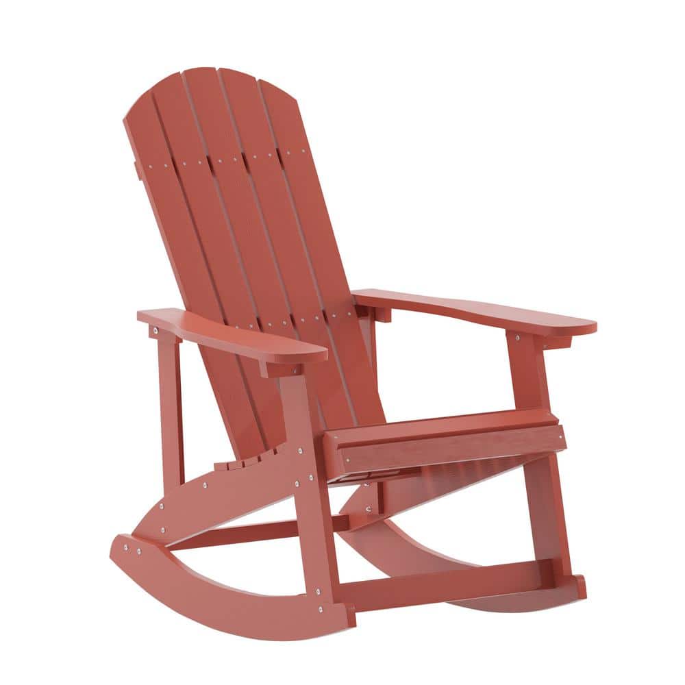 Red Polystyrene Adirondack Rocking Chair with Arms