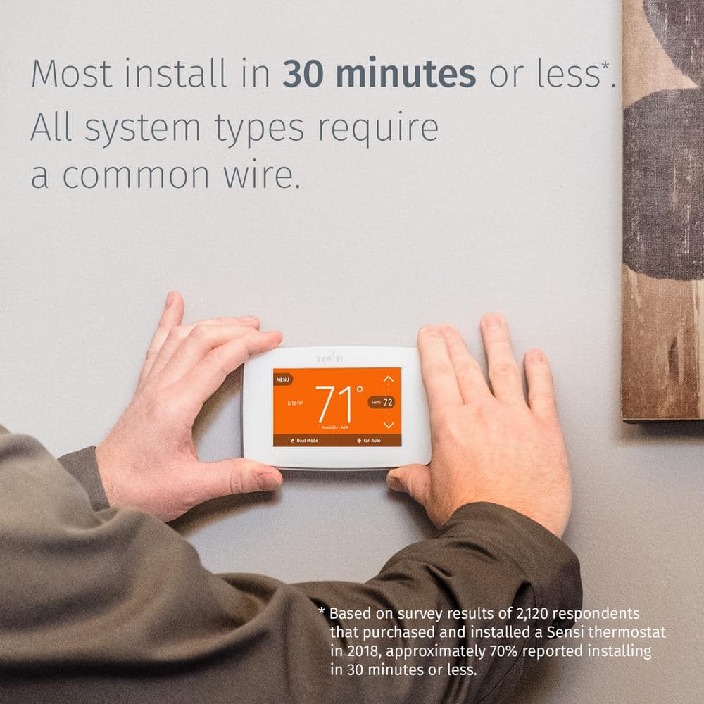 White Wi-Fi Smart Thermostat with Touchscreen Display