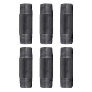 1 in. x 4 in. Black Industrial Steel Grey Plumbing Nipple (6-Pack)