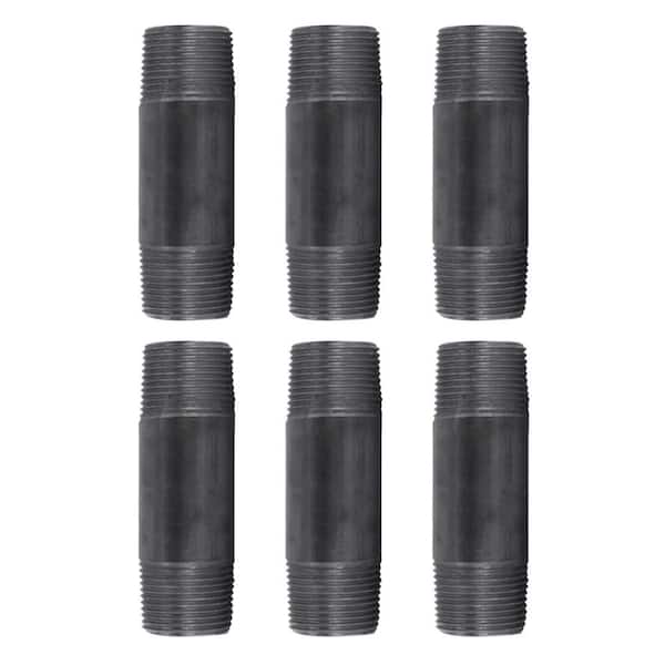 PIPE DECOR 1 in. x 4 in. Black Industrial Steel Grey Plumbing Nipple (6-Pack)