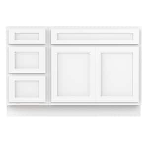 54 in. W x 21 in. D x 32.5 in. H Bath Vanity Cabinet without Top in White