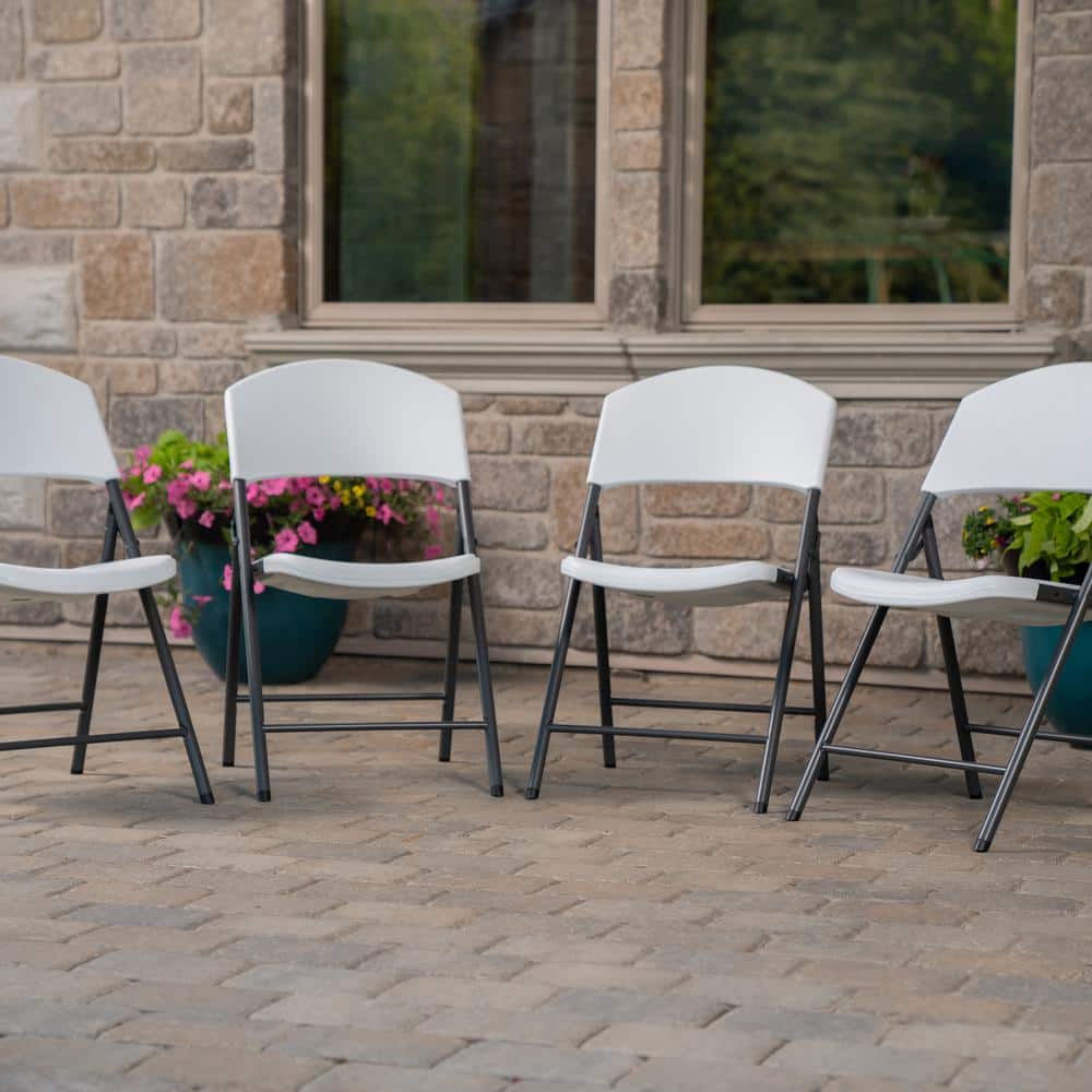 Lifetime White Plastic Folding Chairs with Steel Frame, 4-Pack