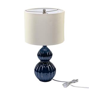 Lipuun Blue 24 in. Table Lamp with Linen Shade