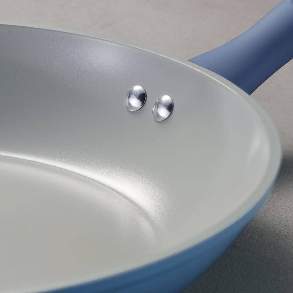 14-Piece Blue Aluminum Ceramic Nonstick Cookware Set with Utensils