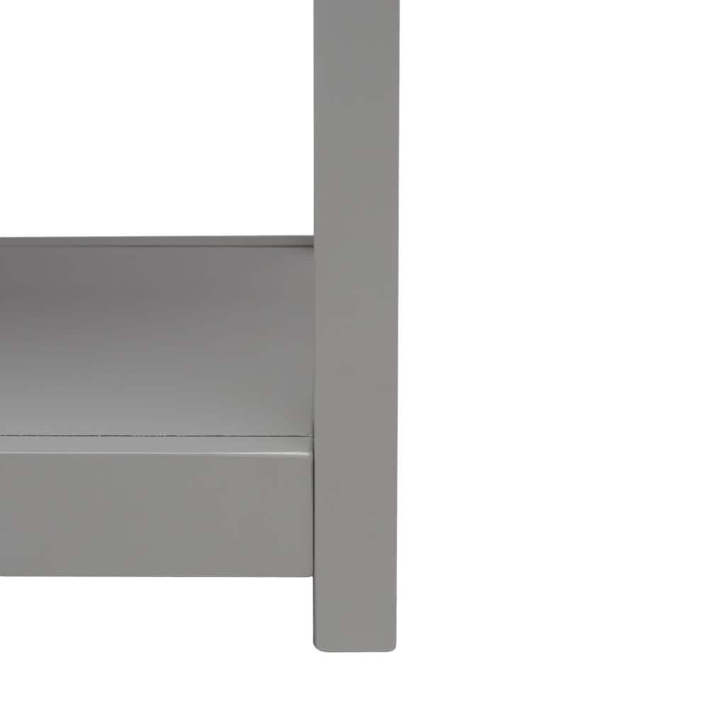 Amish Gray Matte Finish Console Table with Dual Storage Drawers