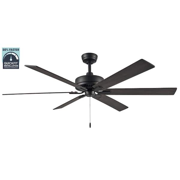 Hampton Bay Dalton 60 in. Indoor/Covered Outdoor DC Motor Matte Black Ceiling Fan
