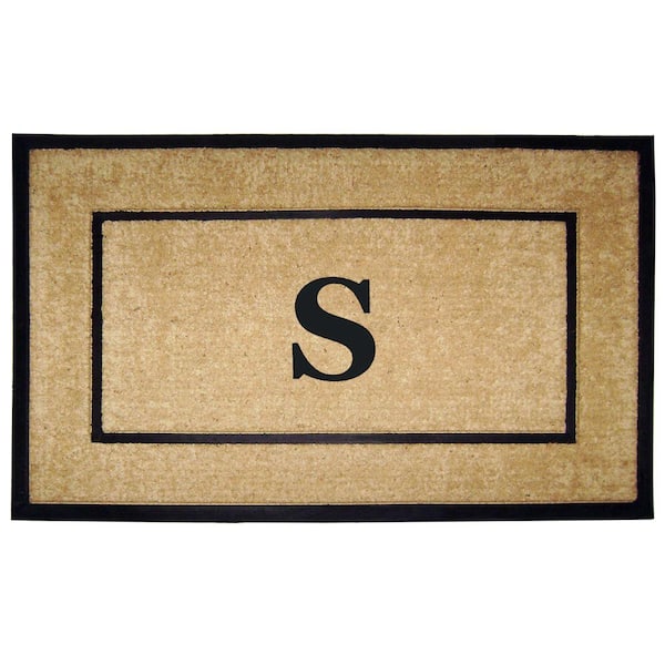 Nedia Home Coir with Rubber Frame Door Mat Single Picture Frame, Monogram S - 30 in. x 48 in.