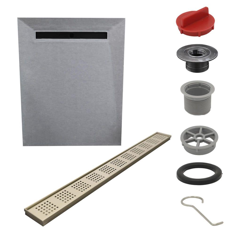 Watershield Shower System 48 in. x 60 in. Pre-sloped Envelope Linear Drain with Brush Nickel Square Punch Shower Kit price history on PriceWatchPro