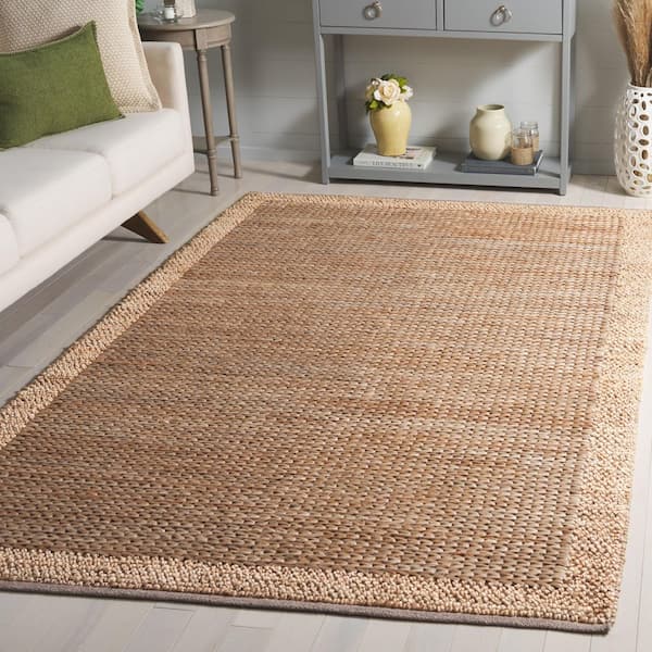 Natural Fiber 6 ft. x 6 ft. Natural Two-Tone Solid Border Square Area Rug