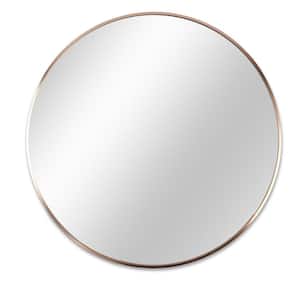 20 in. W x 20 in. H Round Framed Hook Wall Bathroom Vanity Mirror in Gold