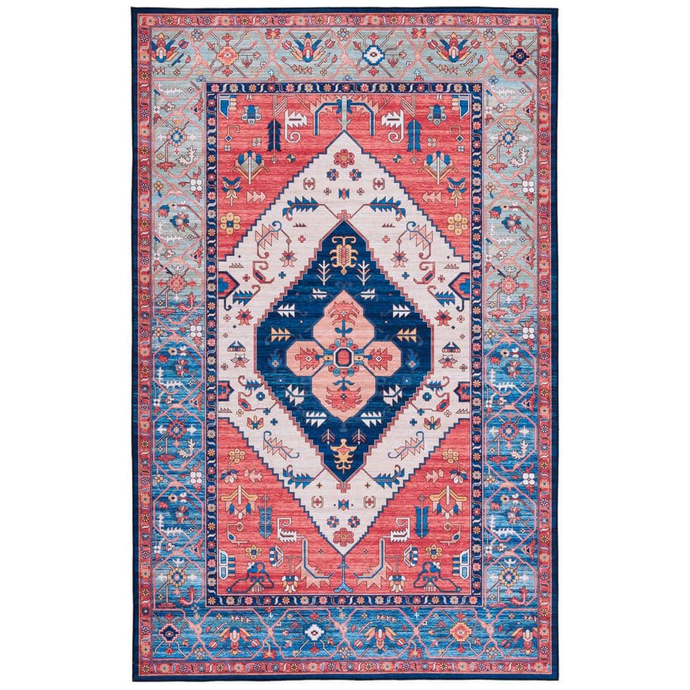 Tucson Blue Rectangular Easy-Care Synthetic Area Rug - 3' x 5'