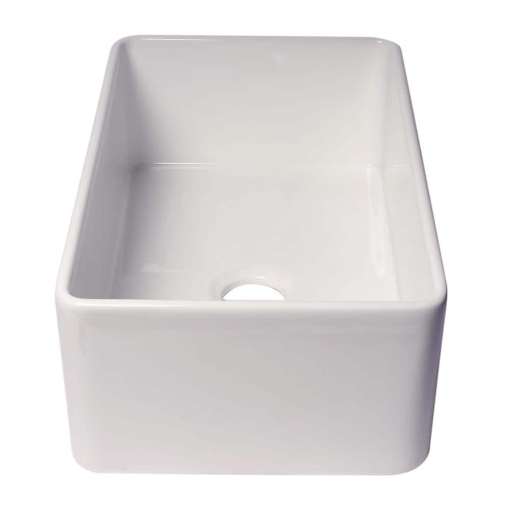 30'' White Fireclay Farmhouse Drop-In Kitchen Sink
