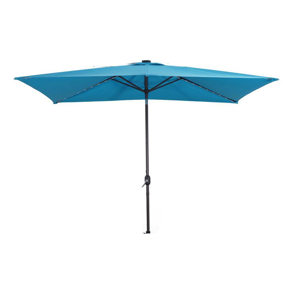 10 ft. x 7 ft. Aluminum Market Patio Umbrella with Frosted Tube in Lake Blu