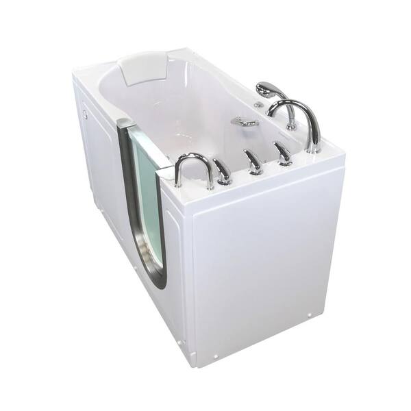 Ella Deluxe 55 in. Acrylic Walk-In Air Bath and MicroBubble Bathtub in White, Fast Fill, Heated Seat, RHS Dual Drain