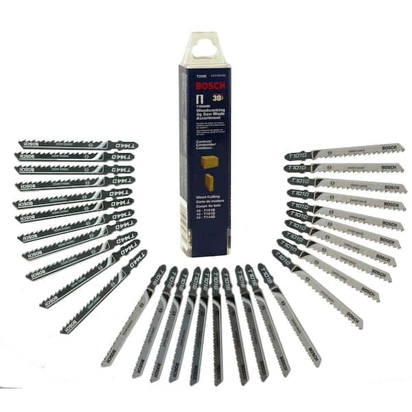 Bosch T-Shank Jig Saw Blade Set for Cutting Wood and Plastic (30-Piece)