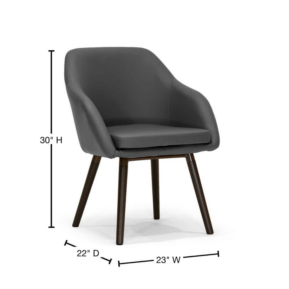 Gray Faux Leather High Back Accent Arm Chair