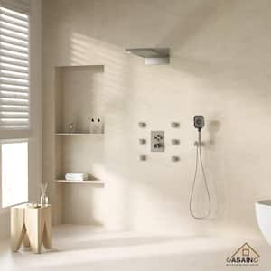 4-Spray Patterns 22 in. Rectangular Wall Mounted Dual Shower Head and Handheld Shower Head 2.5 GPM in Brushed Nickel