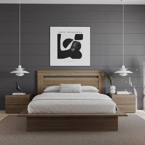 Nexera Malibu Brown Oak Queen Size Panel Headboard 295988 - The