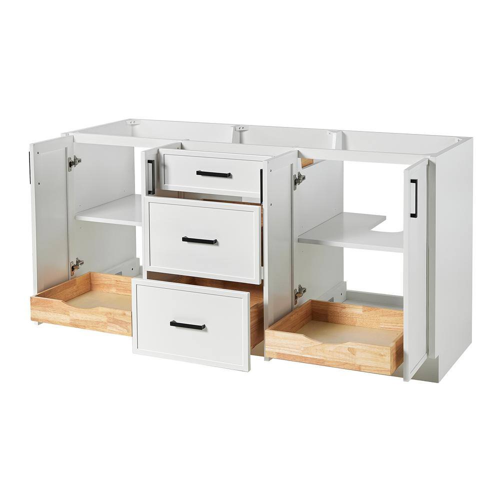 Kelly 66" White Wood Double Freestanding Vanity Cabinet