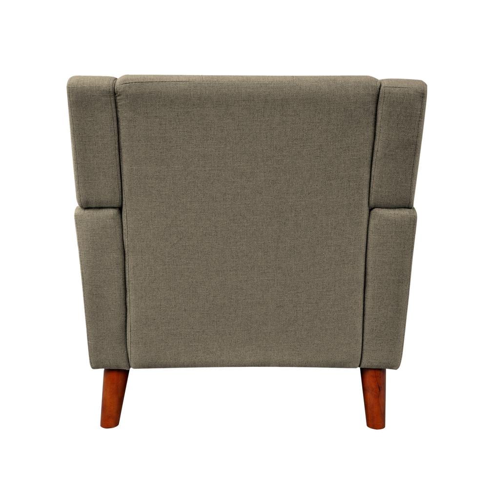 Mocha Modern Handcrafted Wood Accent Chair with Tufted Detail