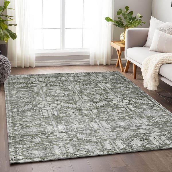 Chantille Machine Washable Indoor/Outdoor Abstract ACN1771 Pewter 3 ft. x 4 ft. Area Rug