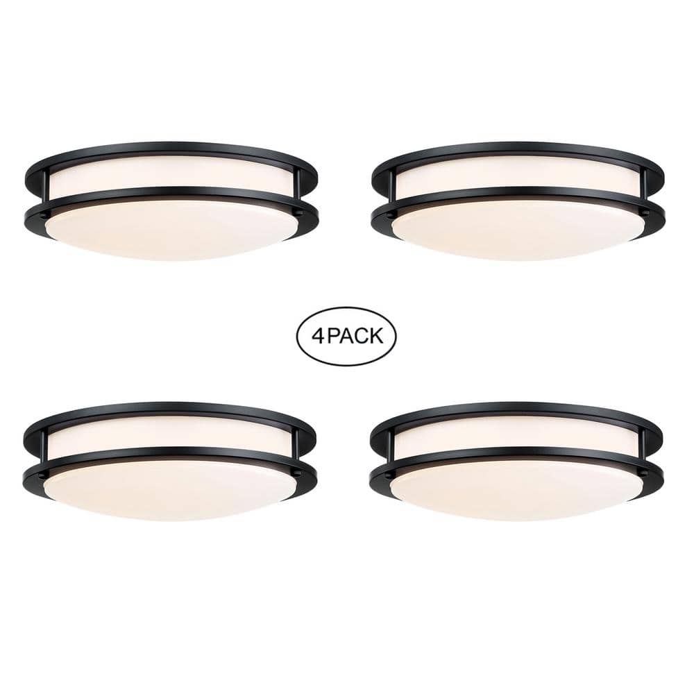 13 in. Round Matte Black Selectable LED 2700K, 3000K, 3500K, 4000K, 5000K Semi-Flush Mount Ceiling Light (4-Pack) price history on PriceWatchPro
