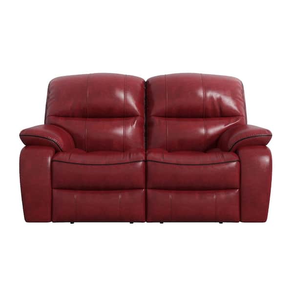 EVERGLADE HOME Slater 65 in. Round Arm Faux Leather Straight in Red