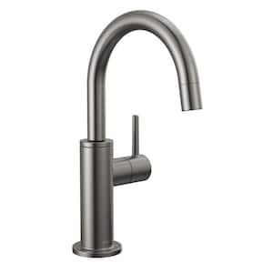 Contemporary Round Single Handle Beverage Faucet in Black Stainless Steel
