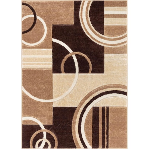 Well Woven Ruby Galaxy Waves Ivory 7 ft. x 9 ft. Modern Geometric Area Rug