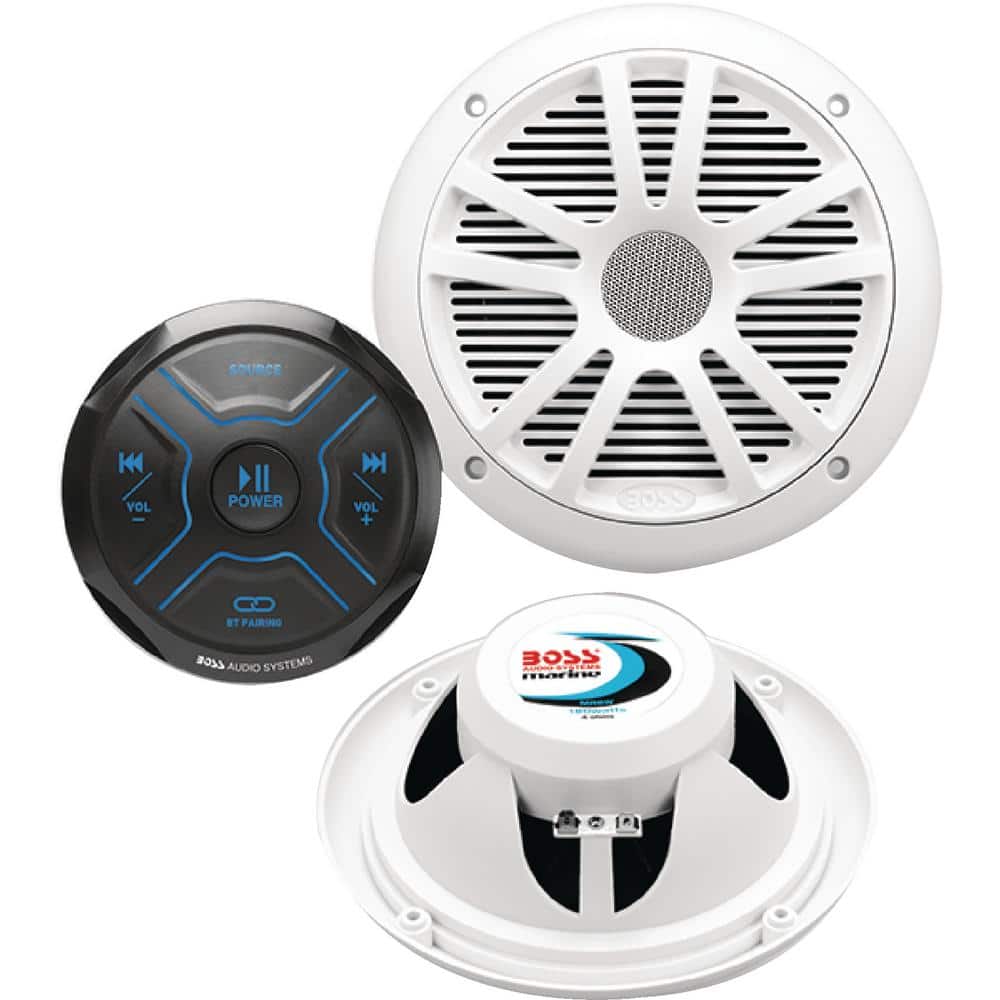 Boss Audio Systems Bluetooth Gauge Receiver Package With in. Marine Speakers MG150W6 The Home Depot