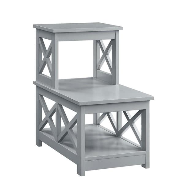 Convenience Concepts Oxford 23.75 in. Gray Wood 2-Step Chairside End Table