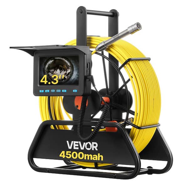 Sewer Camera, 164 ft. /50m, 4.3 in. Drain Inspection Camera, IP68 Waterproof Snake Plumbing Camera with Lights