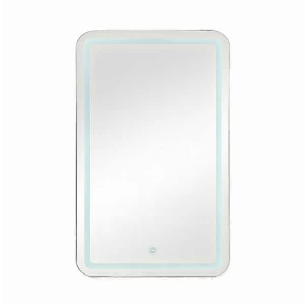 33.66 in. W x 4.72 in. H Rectangular Iron Medicine Cabinet with Mirror in Silver